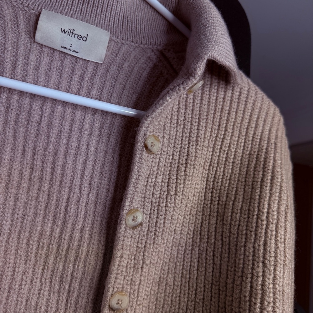 Wilfred by Aritzia Cropped Wool Cardigan - Heather Oatmeal, Women’s Small